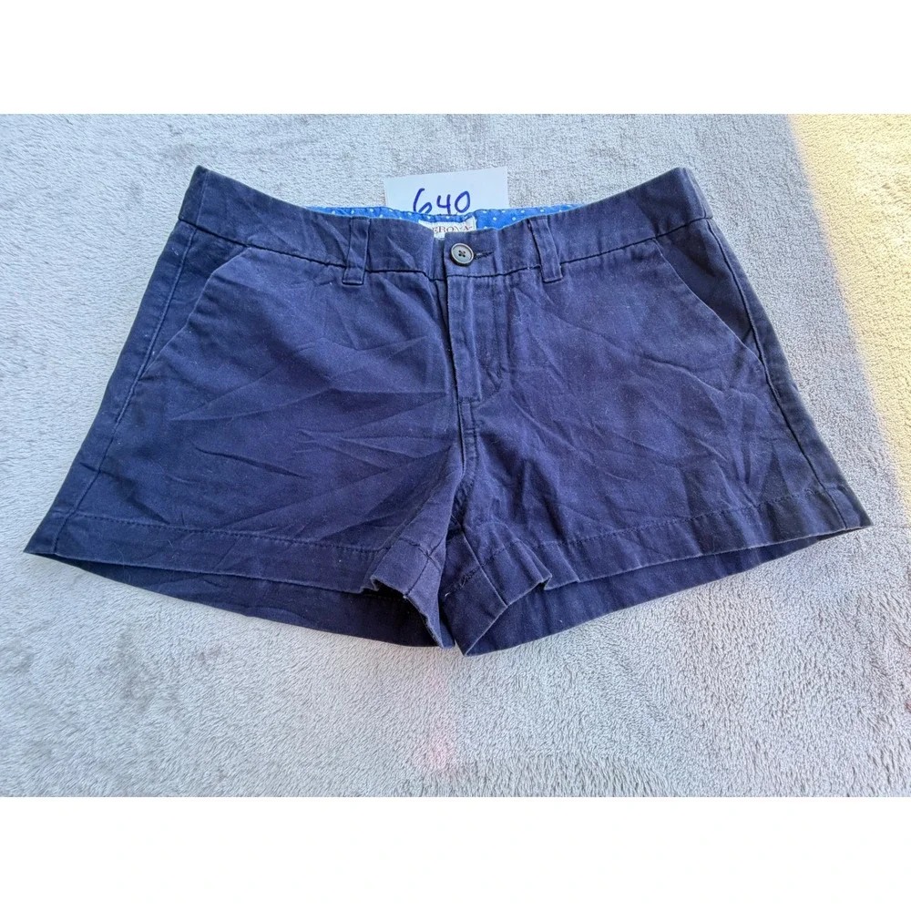 Merona Chino Shorts Women Size 4 Navy Blue Cotton Mid Rise Casual